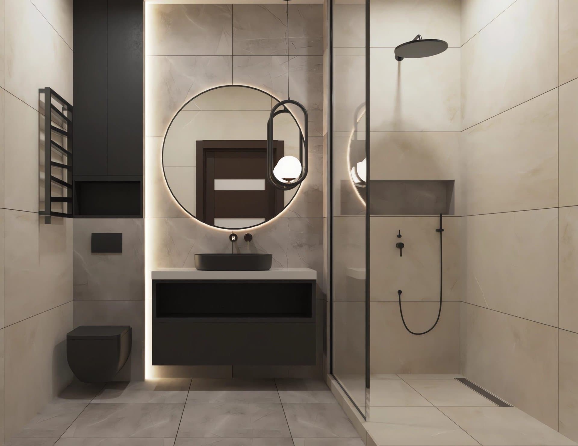 Miroir moderne rond avec led pour la salle de bain