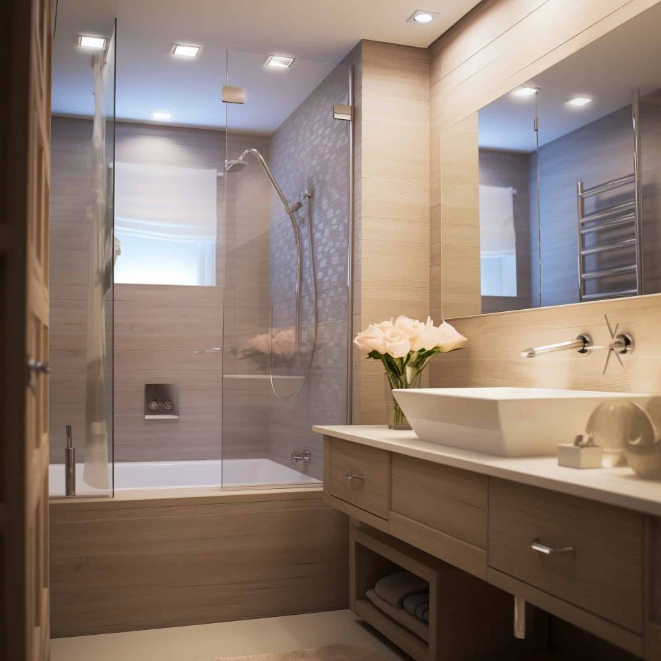 Salle de bain moderne avec mobilier
